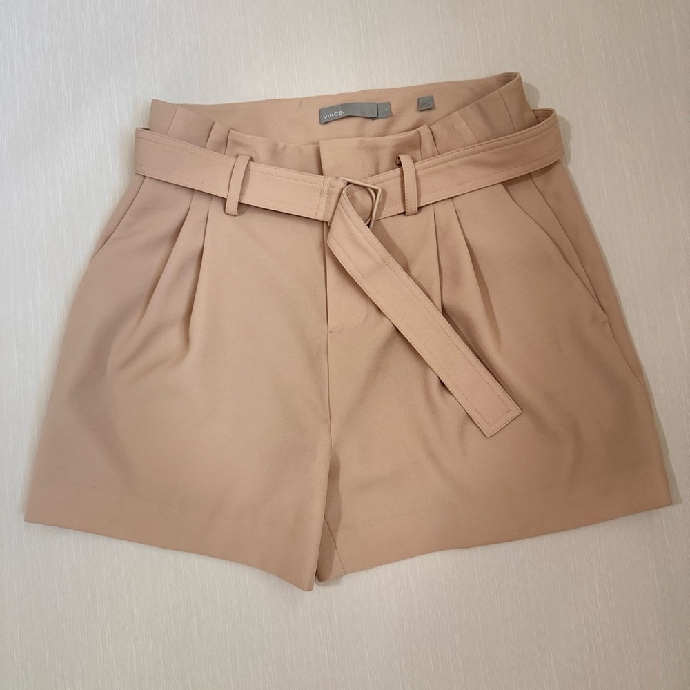 Sandro High Waist Tan Shorts with Belt